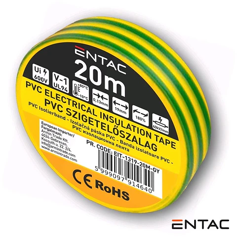 Fita Isoladora Verde/Amarelo 20M ENTAC