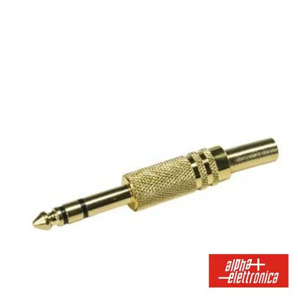 FICHA JACK 6.35MM MACHO COM PROTEÇÃO MOLA DOURADO ST 1