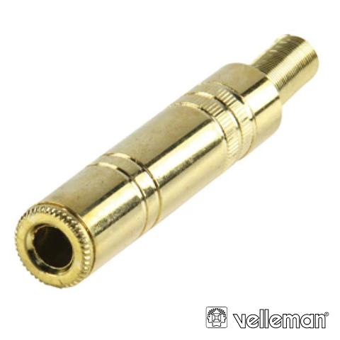 FICHA JACK 6.35MM FÊMEA ST DOURADA COM GUARDA CABO