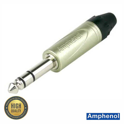 Ficha Jack 6.35mm Macho Stereo Niquelada AMPHENOL