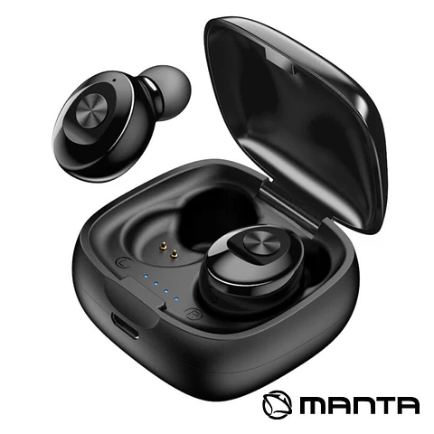 Auscultadores Earbuds TWS Bluetooth 5.0 Preto MANTA