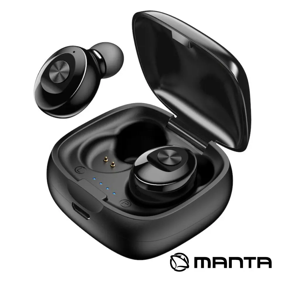 Auscultadores Earbuds TWS Bluetooth 5.0 Preto MANTA 1
