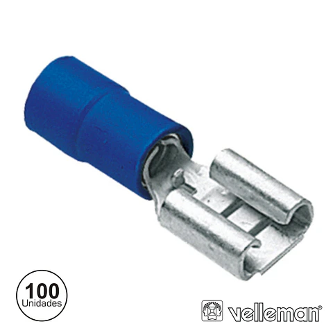 TERMINAL FASTON FÊMEA ISOLADO 4.8MM 100X AZUL VELLEMAN