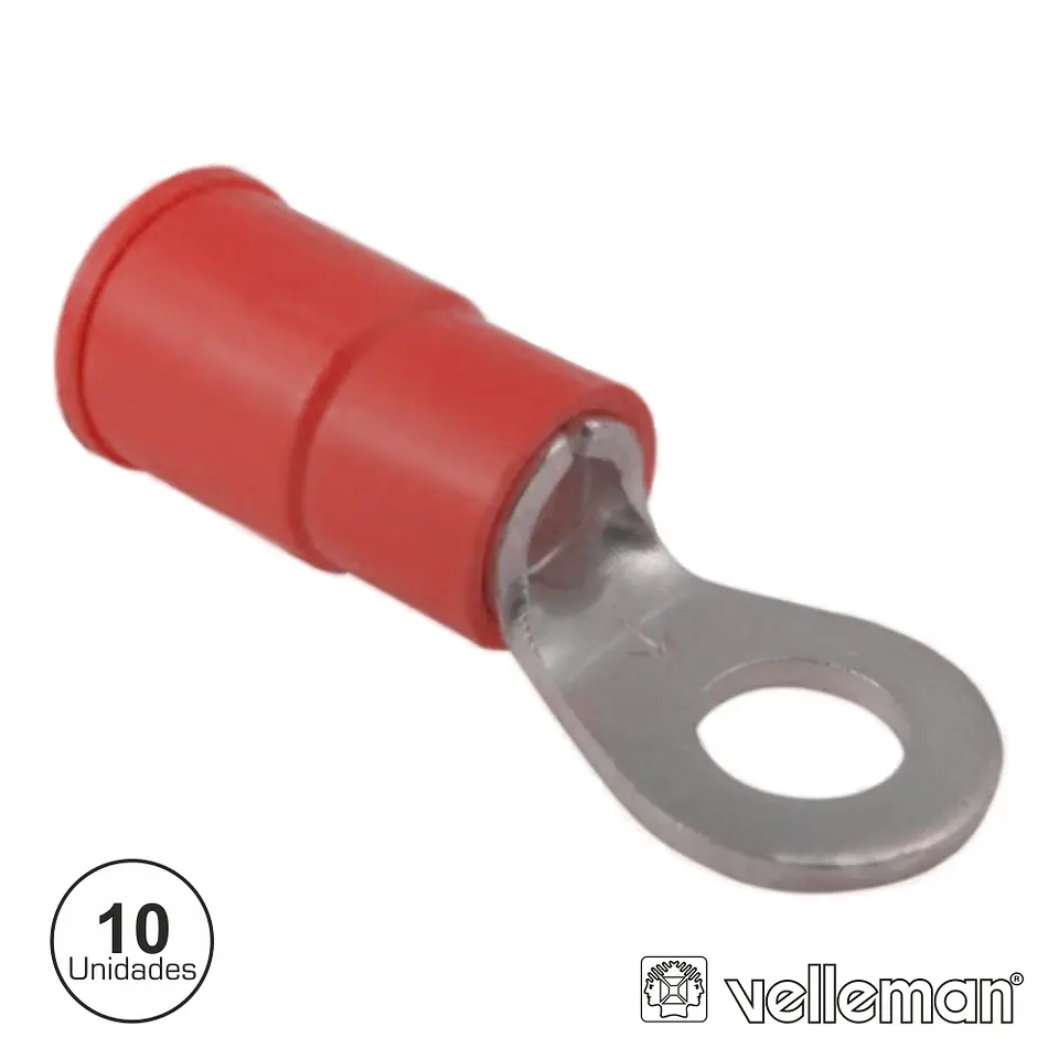 TERMINAL REDONDO ISOLADO 6.4MM 10X VERMELHO VELLEMAN 1