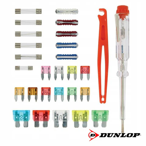 Conjunto de 26 Fusíveis P/ Automóvel E Busca-Polos DUNLOP