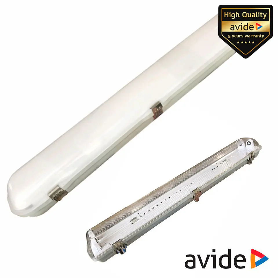 Armadura Estanque 1.2m p/ 2 Lâmpadas LED Tubular T8 AVIDE 1