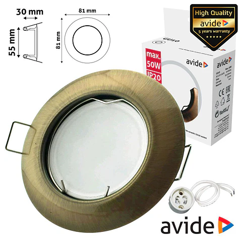 ARO REDONDO FIXO CÓNICO COBRE P/ MR16-GU10 AVIDE