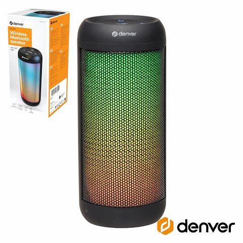 Coluna Bluetooth Portátil RGB 2x30W Preto DENVER