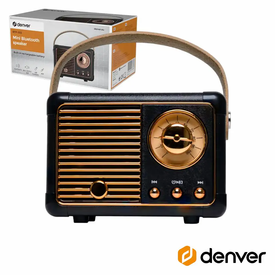 Coluna Bluetooth 30W Bluetooth 5.0 Preto DENVER 1