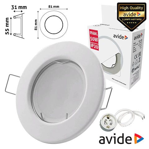 ARO REDONDO FIXO BRANCO P/ MR16-GU10 AVIDE