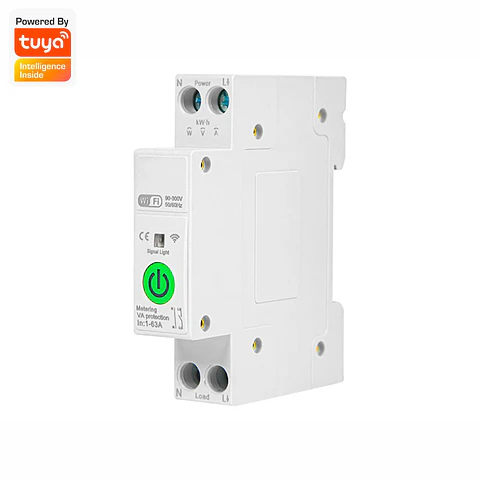 Relé De Comutação Smart P/ Calha DIN 63A WIFI TUYA