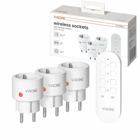 Conjunto de 3 Mini Tomadas Elétricas Schuko COM Comando