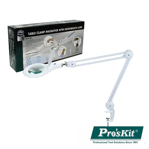 CANDEEIRO COM LUPA BANCADA 5 DIOPTRIAS 90 LEDS 12W PROSKIT