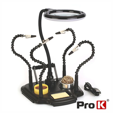 Suporte Articulado COM Lupa / Pinças / LED e Suporte Solda