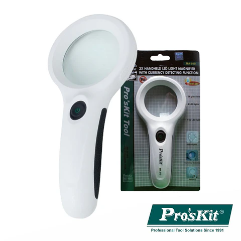 LUPA COM ILUMINAÇÃO 8 LEDS 1 LED UV PROSKIT