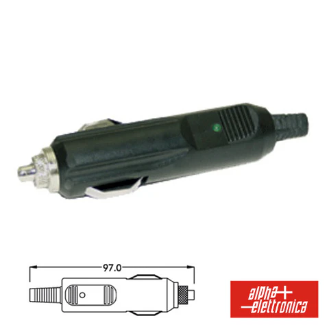 FICHA ISQUEIRO MACHO COM FUSÍVEL E LED P/ SOLDAR