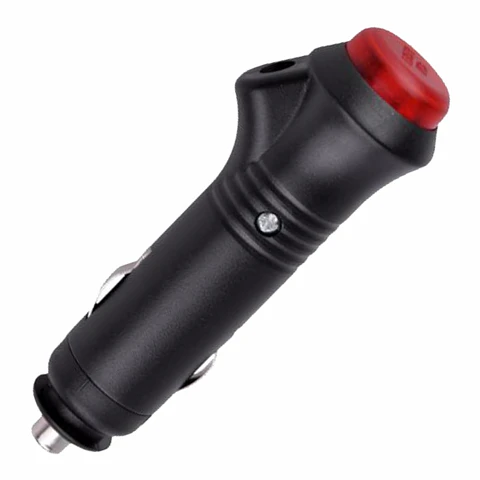 FICHA ISQUEIRO MACHO COM INTERRUPTOR LED P/ SOLDAR