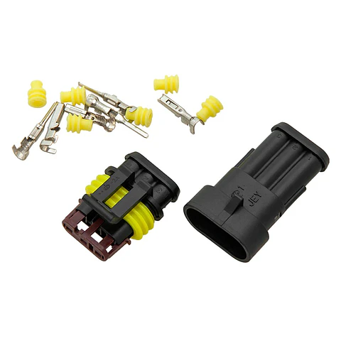 FICHA AUTOMOTIVA AMP 3 PINOS SUPERSEAL 1.5 COM TERMINAIS IP67