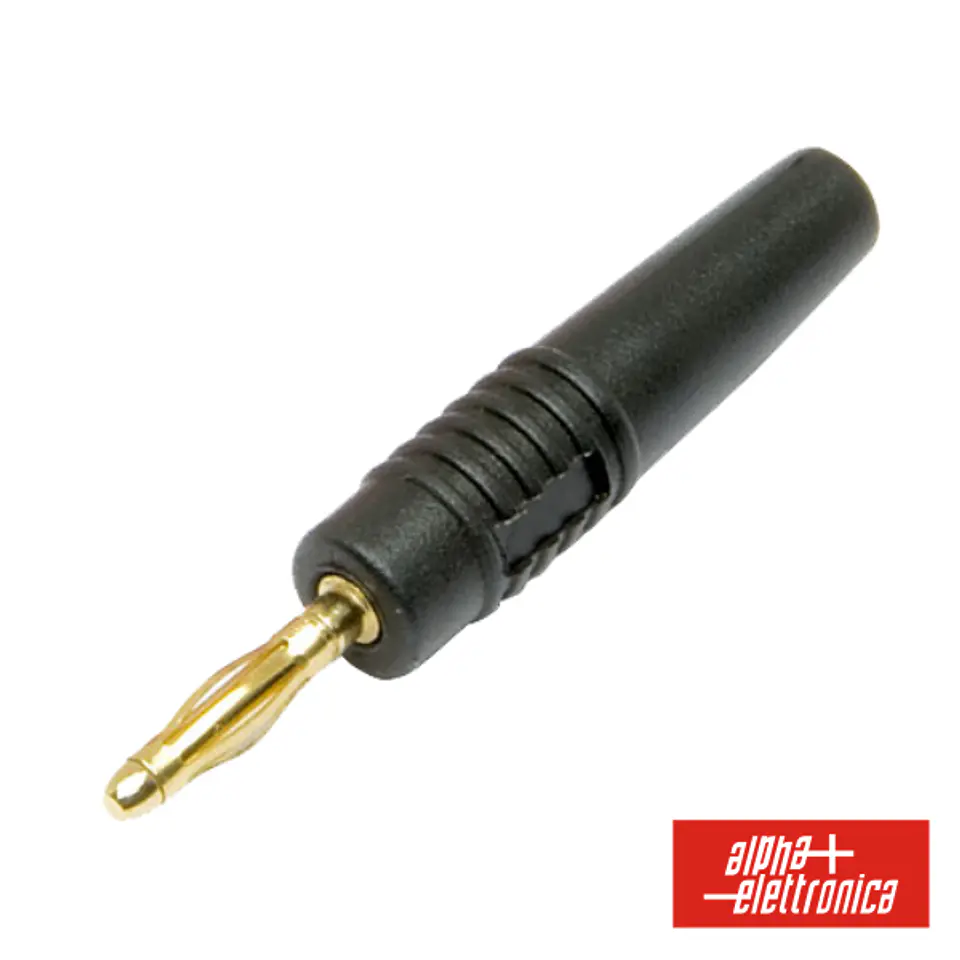 FICHA BANANA 2MM MACHO PRETO DOURADA 1