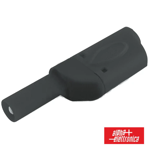 FICHA BANANA 4MM MACHO PRETO COM COBERTURA