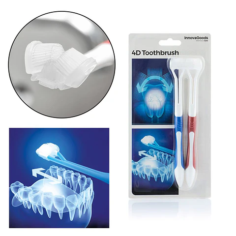 ESCOVA DE DENTES 4D COM CABEÇA TRIPLA 45º 2X