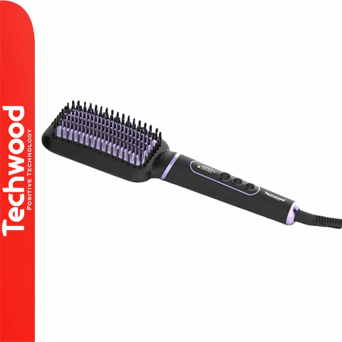 Escova Alisadora de Cabelo 60W Preto/Roxo TECHWOOD
