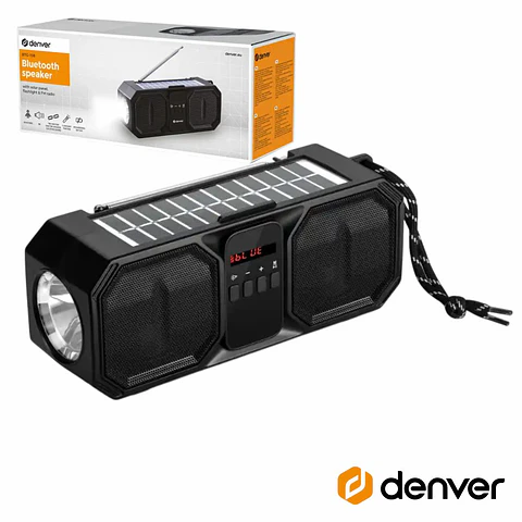 Coluna Bluetooth Portátil COM Painel Solar/ Lanterna DENVER