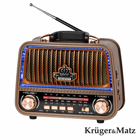 Rádio Portátil FM/AM/SW e MP3 Classica KRUGERMATZ