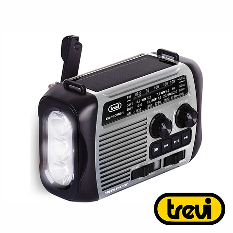 Rádio Portátil AM/FM/SW/BT/SD Painel Solar Dínamo TREVI