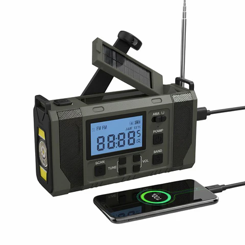 Rádio Solar FM/AM COM Dínamo/Lanterna/Powerbank/Bluetooth