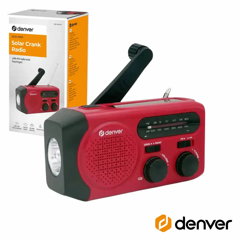 Rádio Portátil AM/FM Painel Solar Dínamo DENVER 1