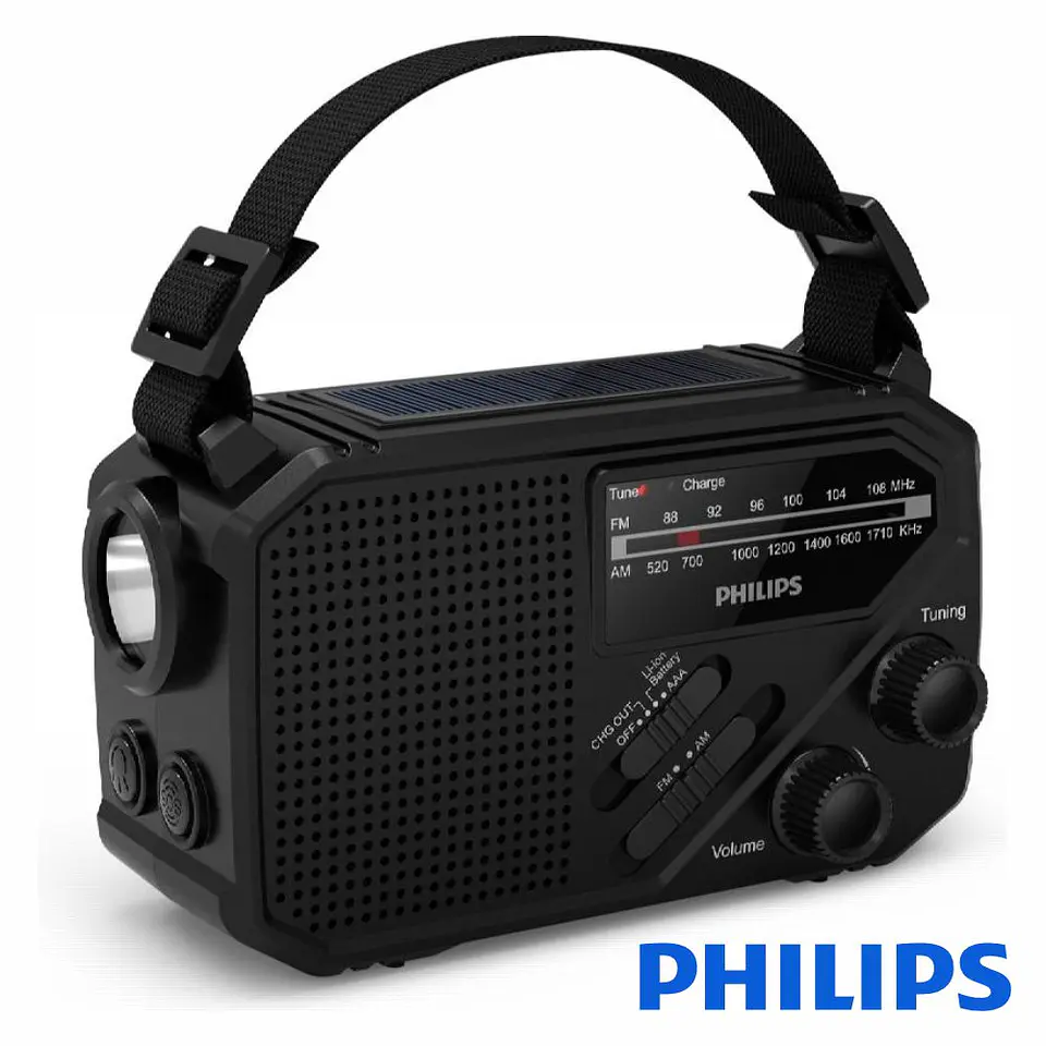 Rádio Portátil AM/FM/SW/BT/SD Painel Solar Dínamo PHILLIPS 1