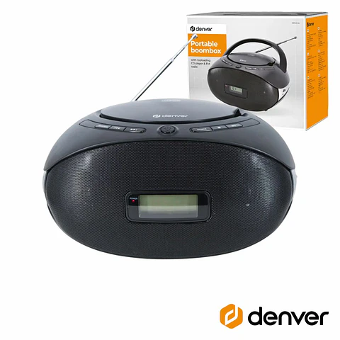 Rádio Portátil FM/CD/AUX Colunas 2x1W DENVER