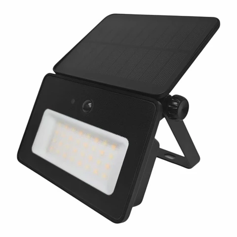 Foco LED COM Painel Solar E Sensor PIR 10W 700lm 6500K Preto