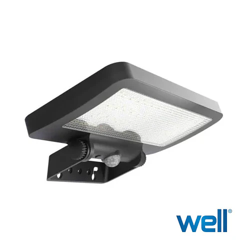 Aplique Exterior Solar COM Sensor 5W 500lm 6500K Preto WELL
