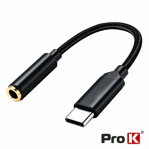 Cabo Adaptador USB-C Macho / Jack 3.5mm Fêmea PROK