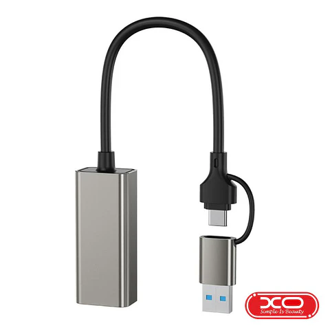 Cabo Adaptador USB-A/USB-C P/ RJ45 1000Mbps XO