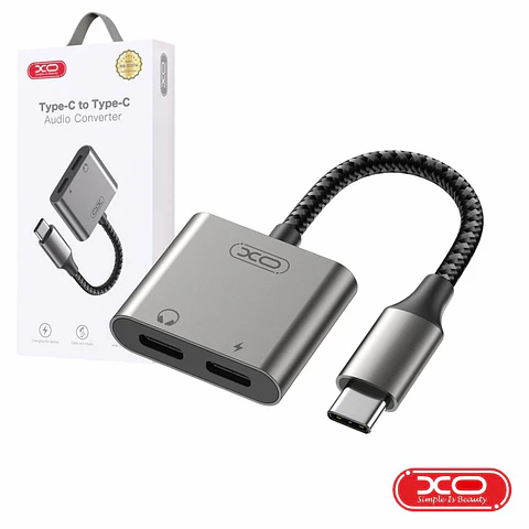 Adaptador USB-C Macho P/ 2x USB-C 27W QC+AFC+PD XO