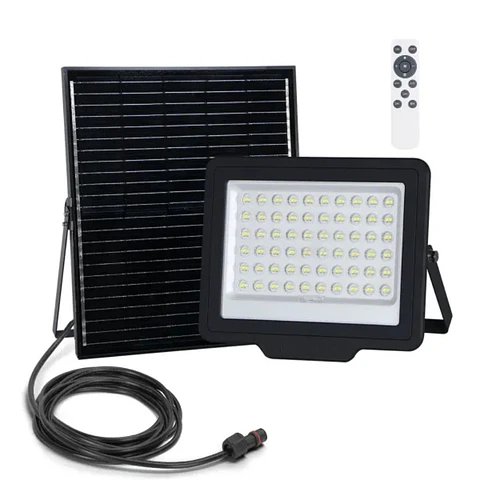 Foco LED COM Painel Solar 200W 6500K 2000lm IP65 Preto