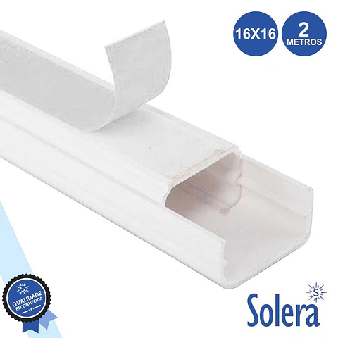 CALHA TÉCNICA PVC COM ADESIVO 16x16MM 182MM² 2M SOLERA