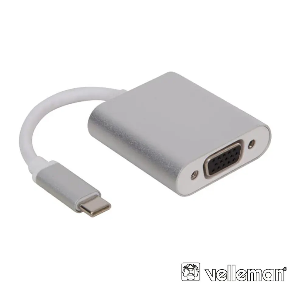 Cabo Adaptador USB-C 3.1/ VGA COM Audio 1080p VELLEMAN 1