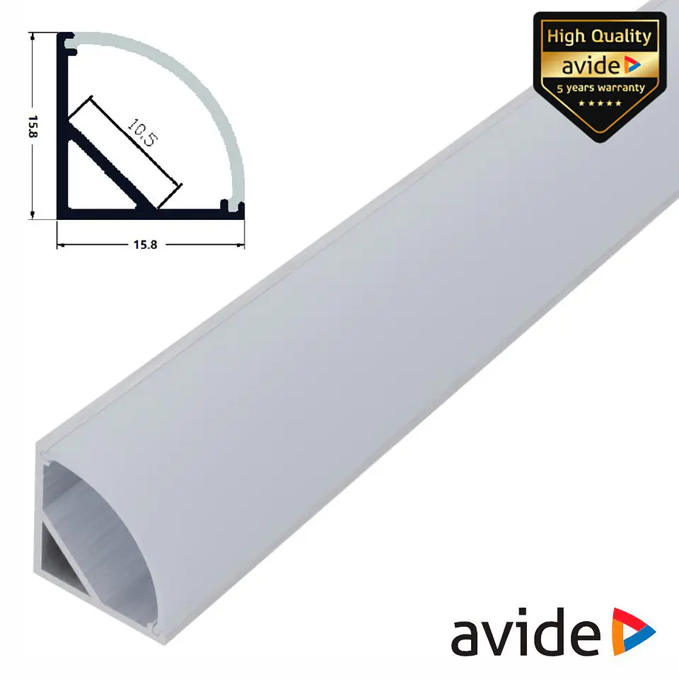 Perfil De Alumínio P/ Fita LED 2m De Canto AVIDE 1