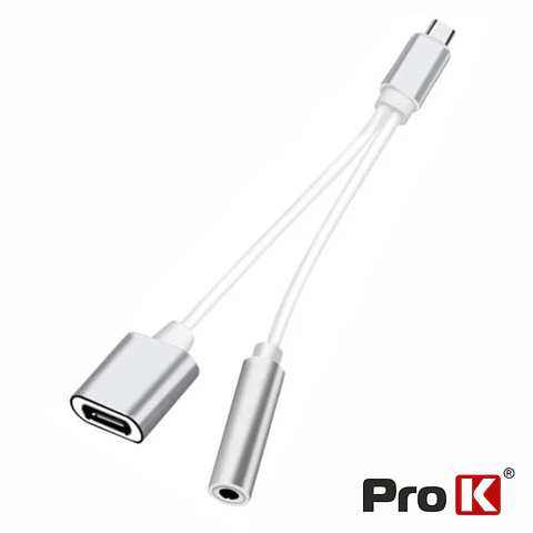 Adaptador USB-C Macho P/ USB-C / Jack 3.5mm PROK