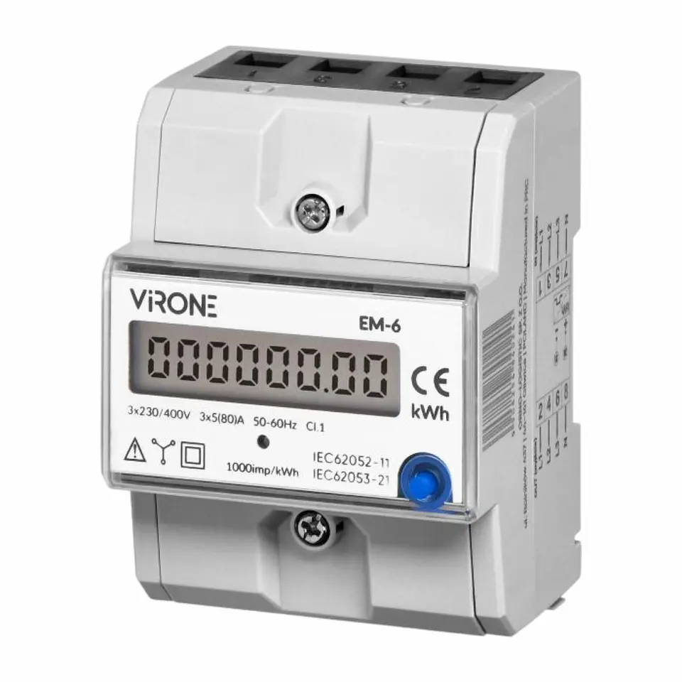 Contador Energia Digital Trifásico 230V/80A 2 Módulos DIN 1