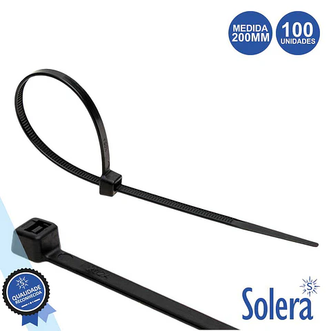 CONJUNTO 100 BRAÇADEIRAS NYLON 4.8x200MM SOLERA