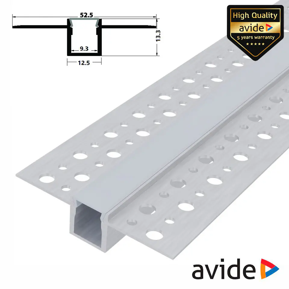 Perfil De Alumínio P/ Encastrar P/ Fita LED 1M AVIDE 1