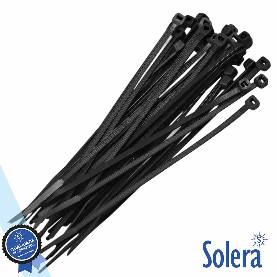 Conjunto 100 Abraçadeiras Nylon 7.6x365mm Preto SOLERA 1