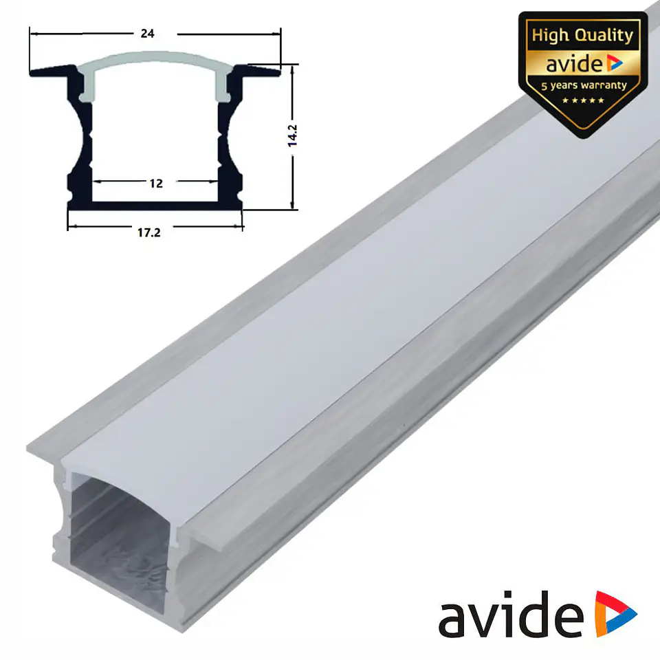 Perfil De Alumínio COM Abas P/ Fita LED 1m AVIDE 1