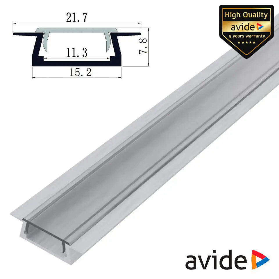 Perfil De Alumínio COM Abas P/ Fita LED 1m AVIDE 1