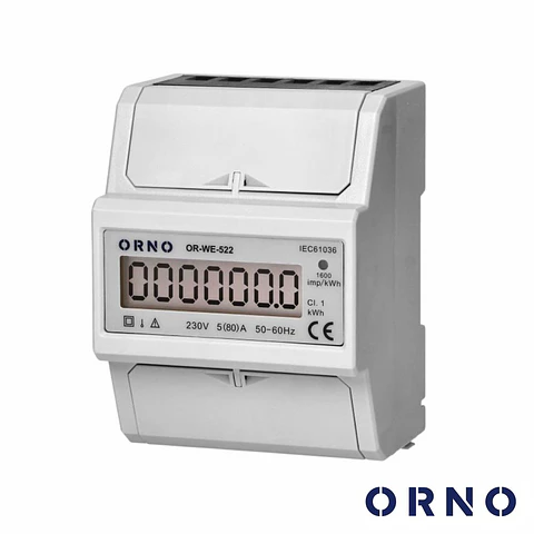Contador de Energia 230V/80A 3 Módulos P/ Calha Din ORNO
